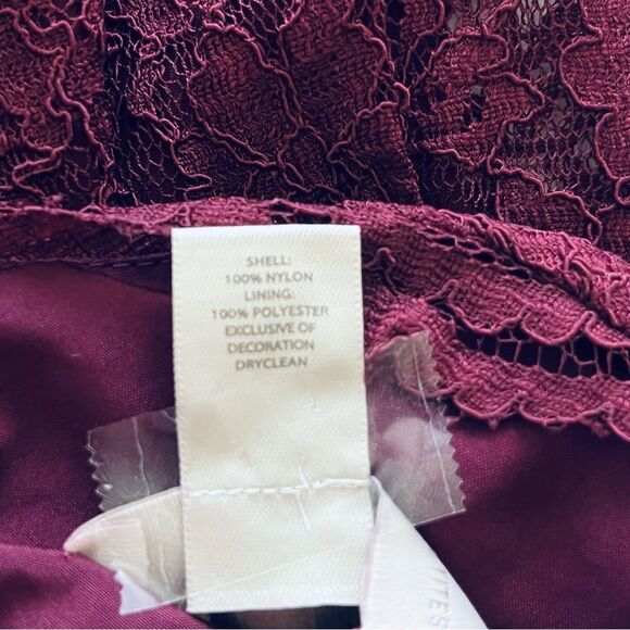 Loft Fully Line Lace Dress Size 10P Wine Color EUC - Picture 8 of 12